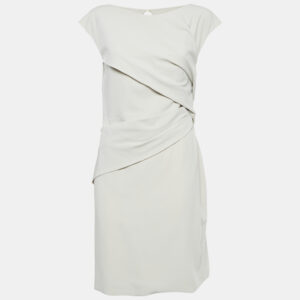 Gucci Beige Stretch Crepe Draped Mini Dress M