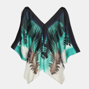 Gucci Multicolor Print Silk V-Neck Poncho Top M