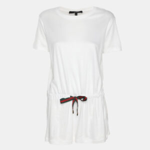 Gucci White Modal Web Belt Top L