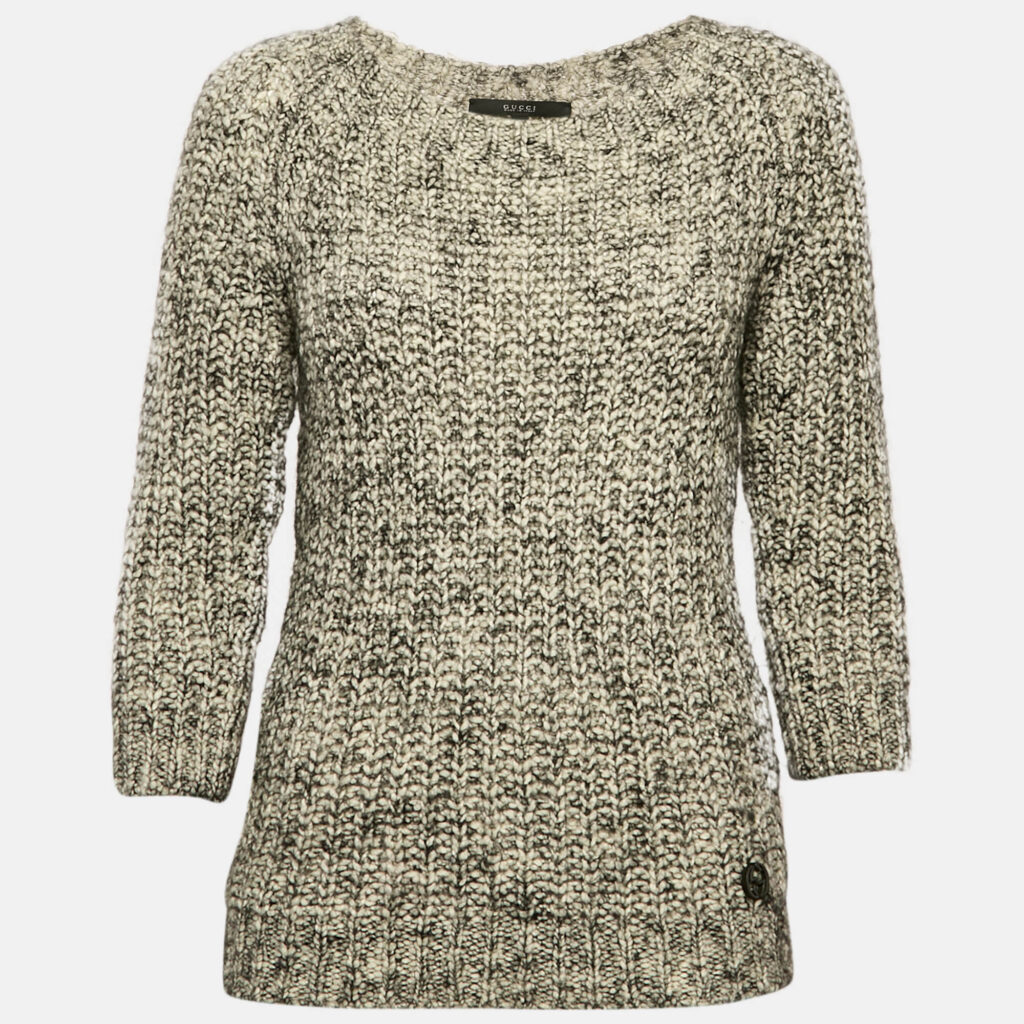 luxury-women-gucci-used-clothes-p1154503-001 Gucci Grey Wool Blend Round Neck Sweater S