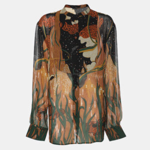 Gucci Multicolor Printed Silk Long Sleeve Blouse L