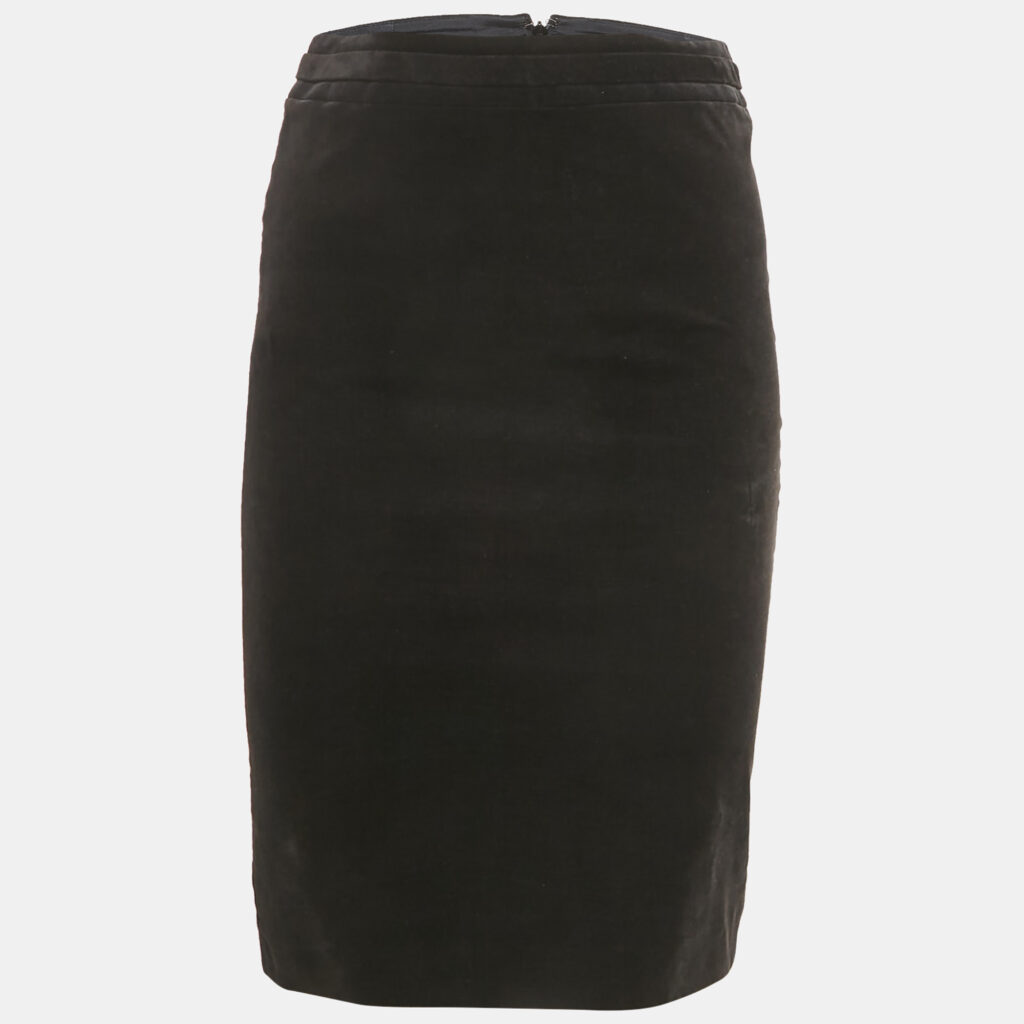 Gucci Black Velvet GG Logo Pencil Skirt S