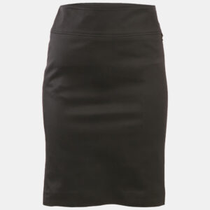 Gucci Black Cotton Gabardine GG Badge Detail Knee-Length Skirt M