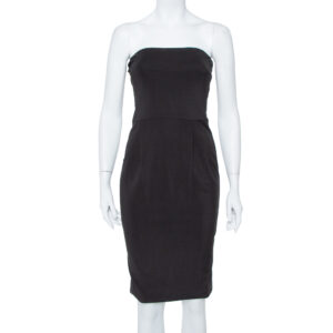 Gucci Black Jersey Strapless Sheath Dress S