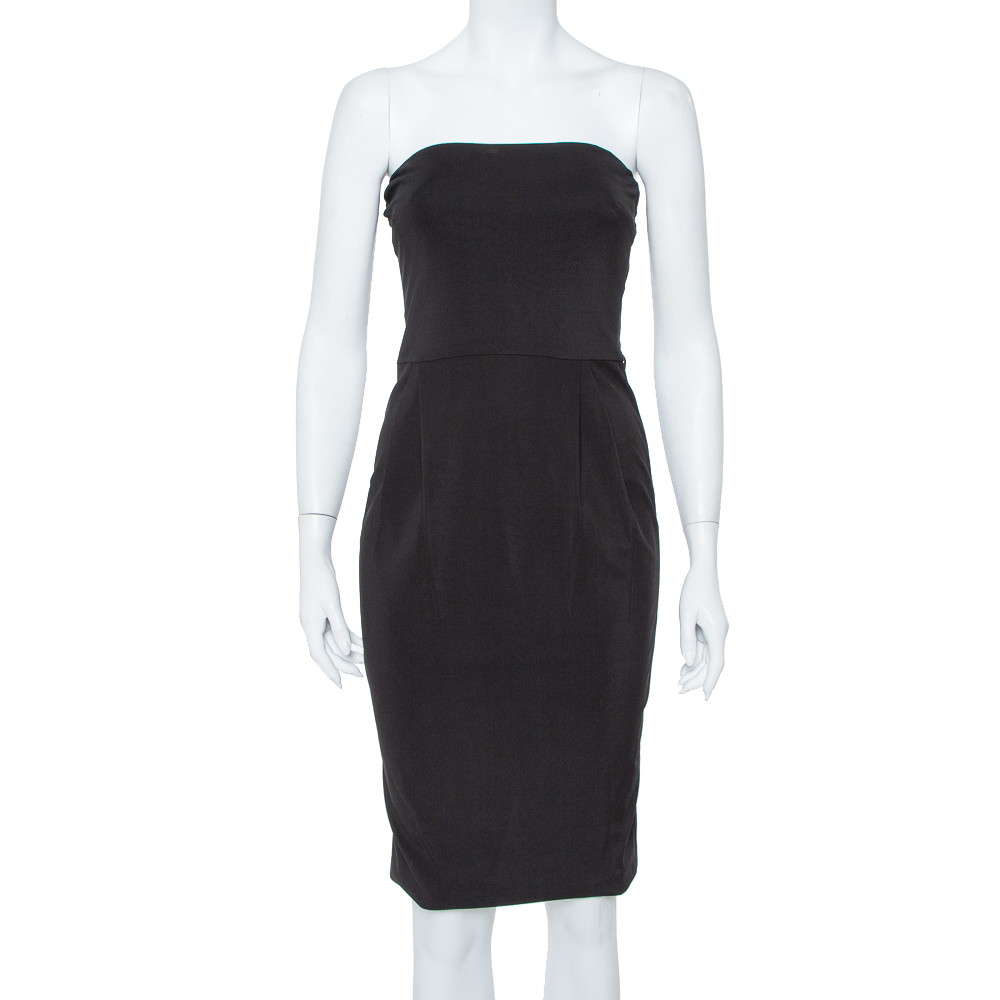 luxury-women-gucci-used-clothes-p376828-003 Gucci Black Jersey Strapless Sheath Dress S