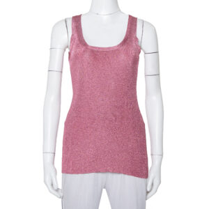 Gucci Pink Lurex Knit Tank Top XXS