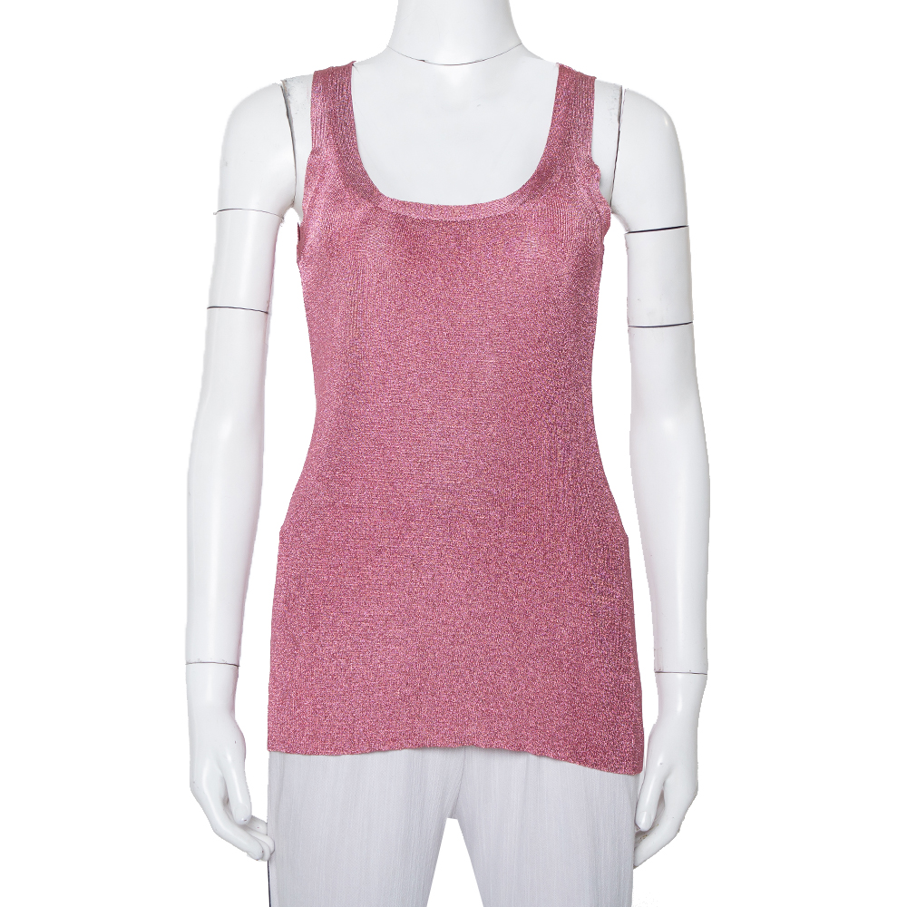 luxury-women-gucci-used-clothes-p408525-001 Gucci Pink Lurex Knit Tank Top XXS