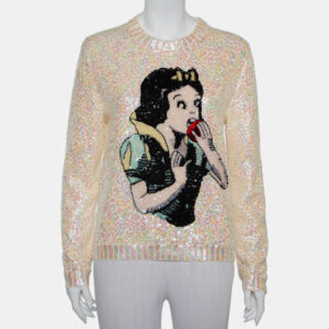 Gucci Cream Wool Snow White Sequin Embellished Crewneck Sweater S