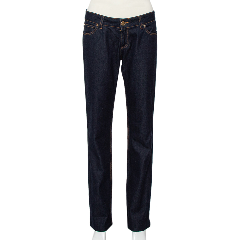luxury-women-gucci-used-clothes-p457820-006 Gucci Navy Blue Denim Straight Leg Jeans S