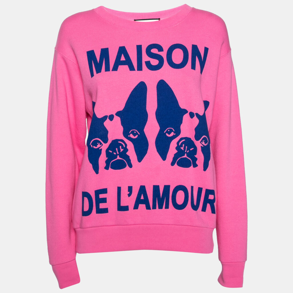 luxury-women-gucci-used-clothes-p631266-003-2 Gucci Pink Maison de l'Amour Bosco and Orso Printed Cotton Sweatshirt XXS