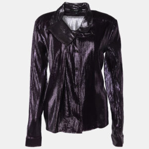 Gucci Purple Lurex Silk Button Front Shirt M