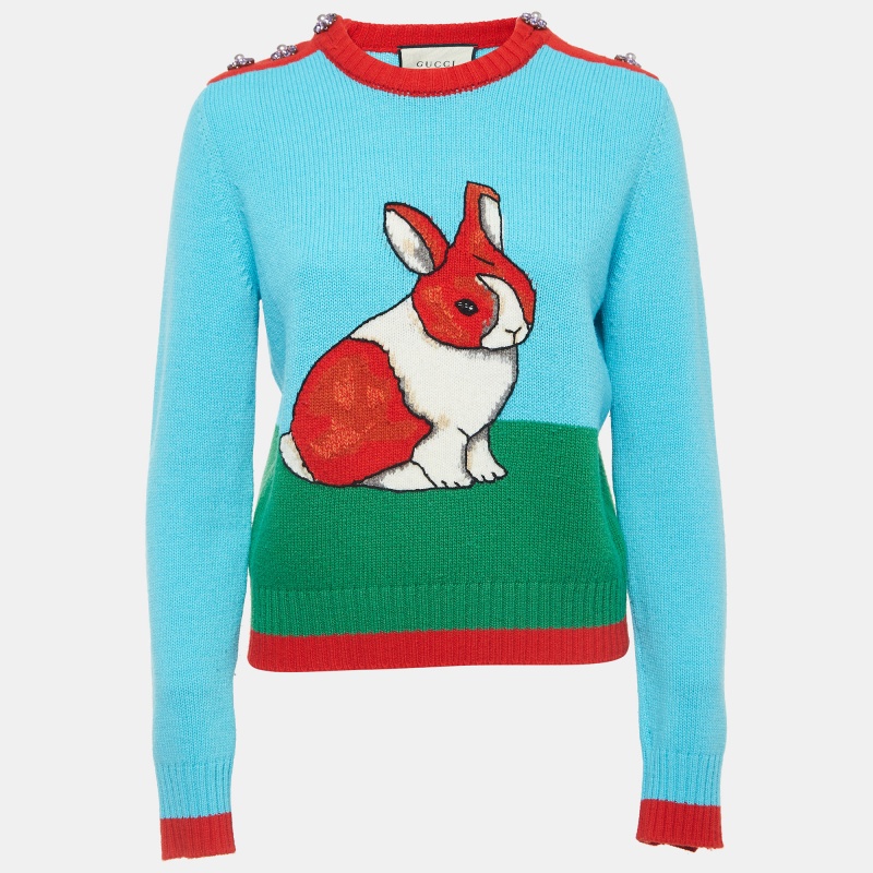 luxury-women-gucci-used-clothes-p918145-1704615168-007 Gucci Multicolor Rabbit Intarsia Wool Sweater S
