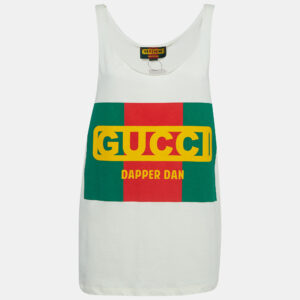 Gucci X Dan Dapper Off White Logo Printed Cotton Tank Top XS