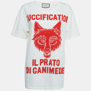 Gucci White Graphic Print Cotton T-Shirt S