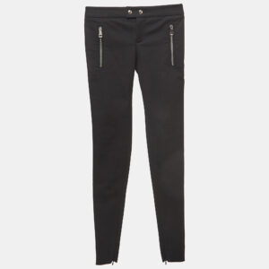 Gucci Black Cotton Zipper Detail Skinny Pants XS