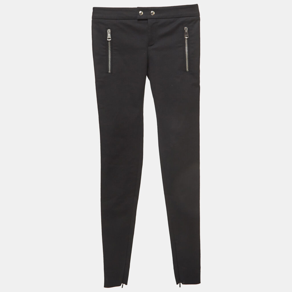 luxury-women-gucci-used-clothes-p935736-002 Gucci Black Cotton Zipper Detail Skinny Pants XS