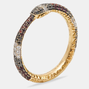 Gucci Ouroboros Multi Gemstone 18k Yellow Gold Ring Size 52