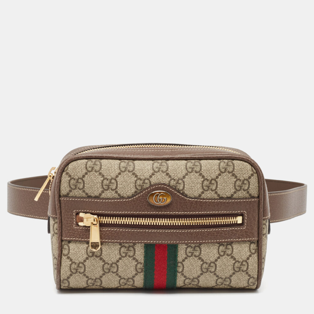 luxury-women-gucci-used-handbags-p1025465-001 Gucci Beige/Ebony GG Supreme Canvas and Leather Small Ophidia Belt Bag