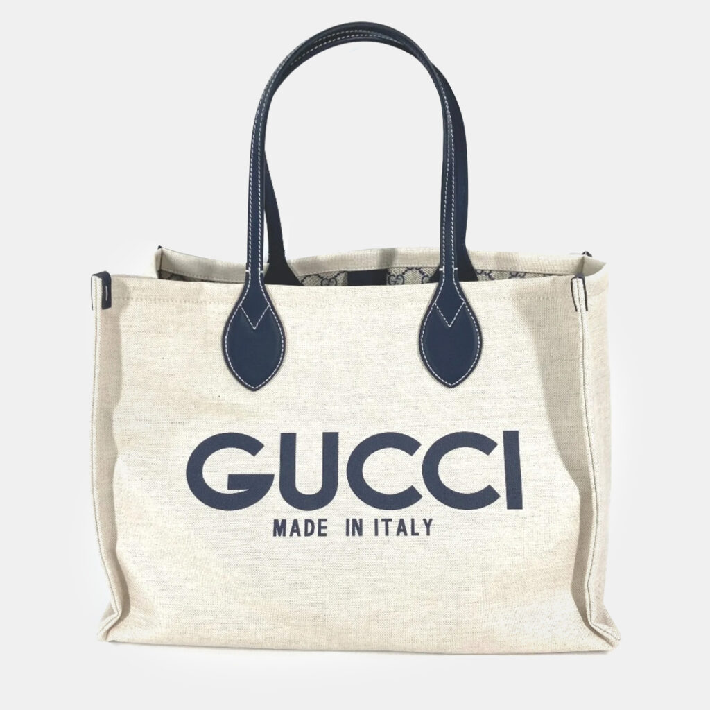 luxury-women-gucci-used-handbags-p1054010-020 Gucci Beige x Black Dark Navy Tote Bag