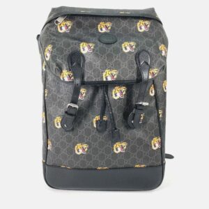 Gucci Yellow Black Leather Nylon GG Off the Grid Long Bag