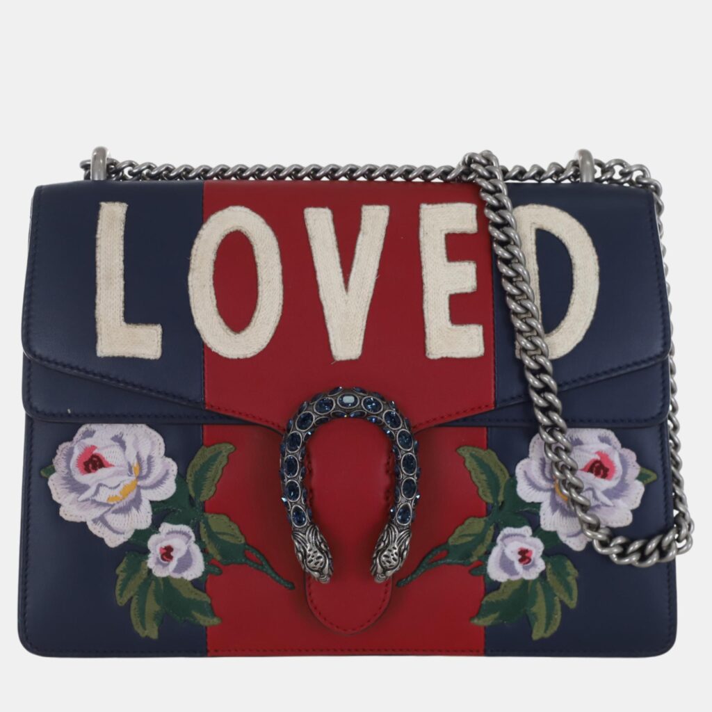 luxury-women-gucci-used-handbags-p1055077-007 Gucci Red/Blue Leather Medium Loved Dionysus Shoulder Bag
