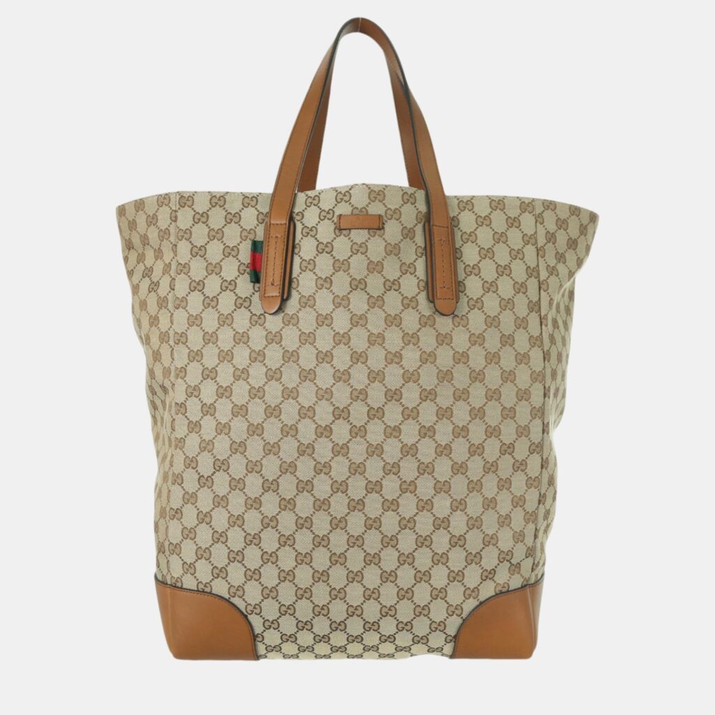 luxury-women-gucci-used-handbags-p1055081-006 Gucci Brown GG Supreme Canvas Tote Bag