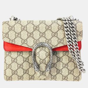 Gucci Beige Red GG Double Chain Crossbody bag