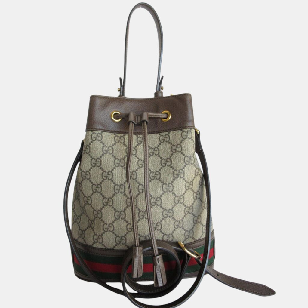 luxury-women-gucci-used-handbags-p1087335-001 Gucci Brown Gg Supreme Leather Shoulder Bag