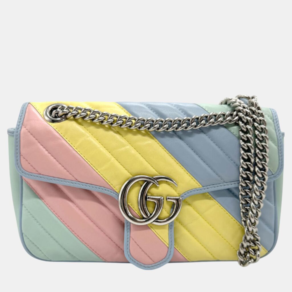 luxury-women-gucci-used-handbags-p1088696-001 Gucci Leather Multicolor Silver Gg Marmont Shoulder Bag