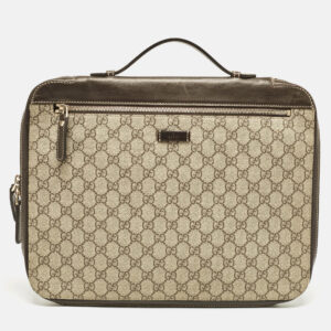 Gucci Dark Brown/Beige GG Supreme Canvas Document Portfolio Case