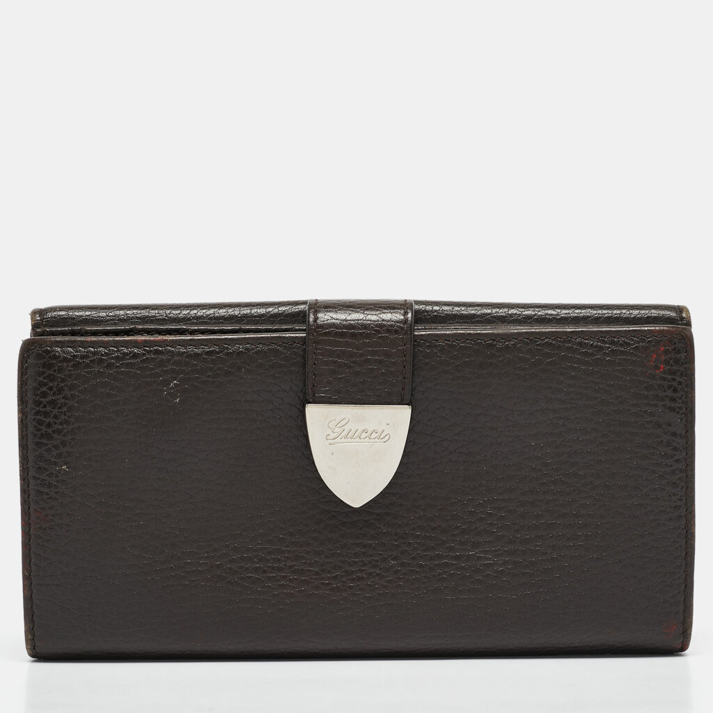 Gucci Brown Leather Signoria Continental Wallet
