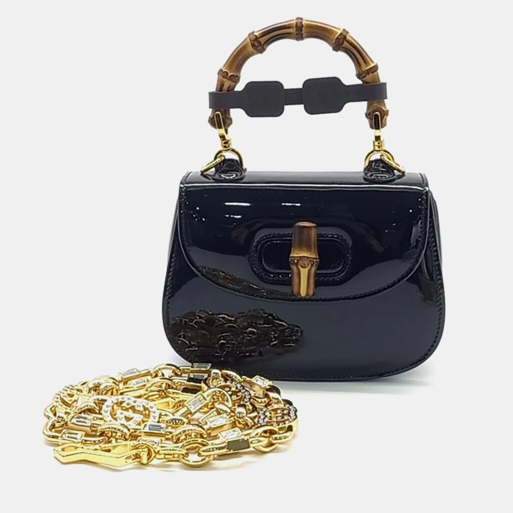 luxury-women-gucci-used-handbags-p1096589-004 Gucci Black Leather Patent 1947 Mini Top Handle Bag