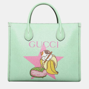 Gucci Green Bananya Printed Small 2-Way Tote Bag