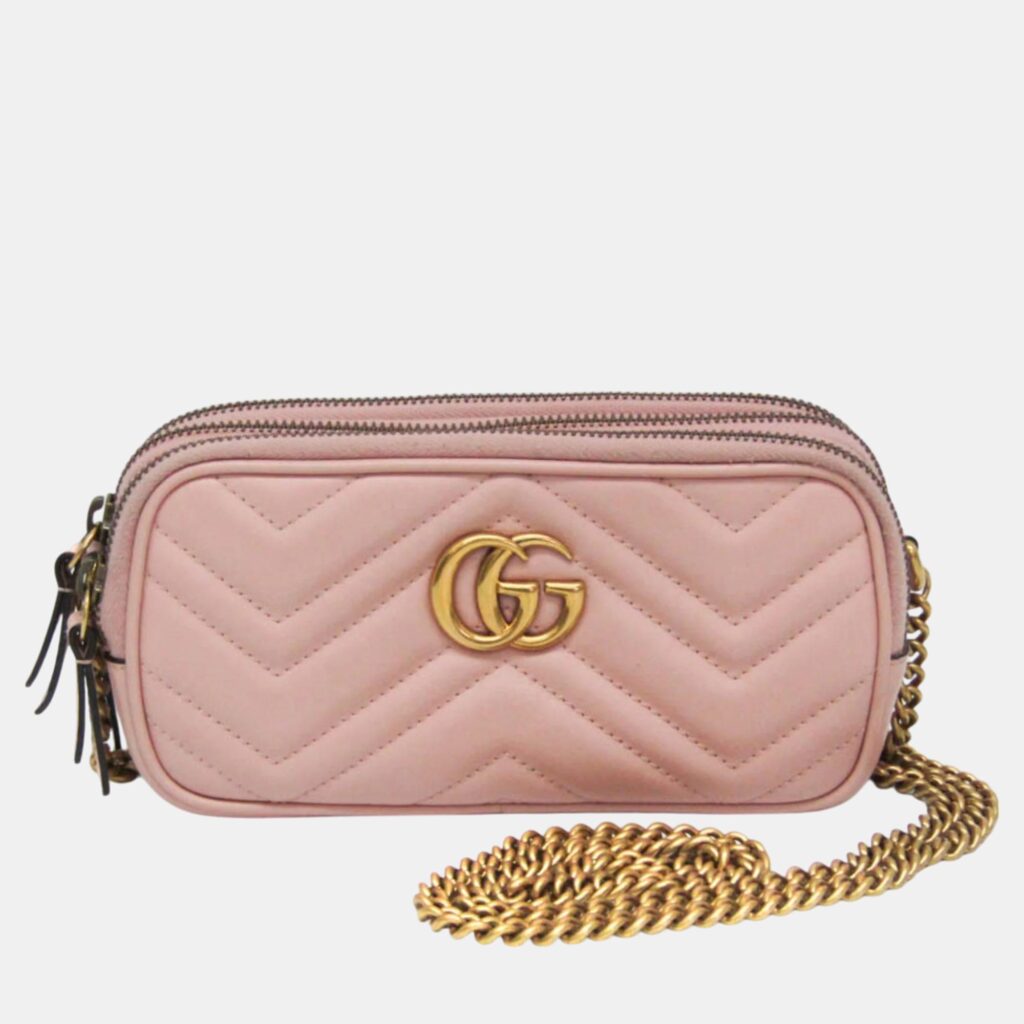luxury-women-gucci-used-handbags-p1101878-002 Gucci Light Pink GG Marmont Leather Shoulder Bag