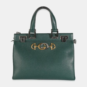 Gucci Dark Green Grainy Calfskin Small Zumi Top Handle Bag