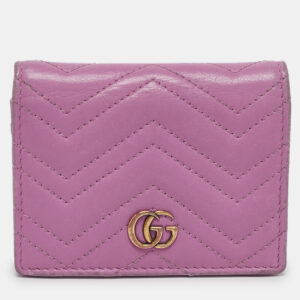 Gucci Purple Matelass&eacute; Leather GG Marmont Card Case