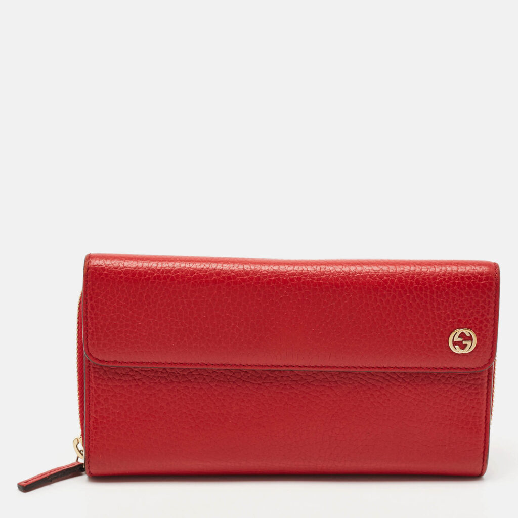 luxury-women-gucci-used-handbags-p1130674-001 Gucci Red Leather Interlocking G Flap Continental Wallet