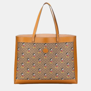 Gucci Brown Coated Canvas Disney GG Supreme Mickey Mouse Micro Tote Bag