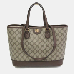 Gucci Beige GG Supreme Leather Double G Medium Tote Bag
