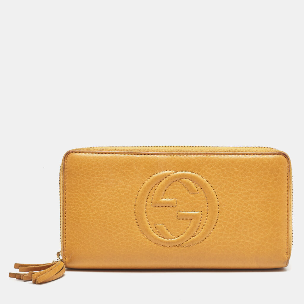 luxury-women-gucci-used-handbags-p1146651-008 Gucci Orange Leather Soho Zip Continental Wallet