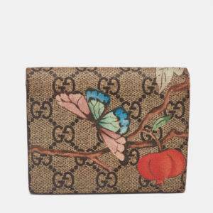 Gucci Beige GG Supreme Canvas and Leather Tian Card Case