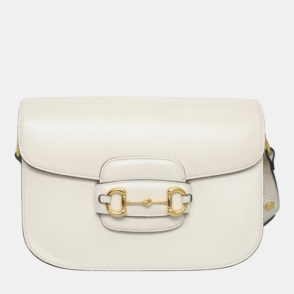 luxury-women-gucci-used-handbags-p1147403-002 Gucci White Leather 1955 Horsebit Shoulder Bag