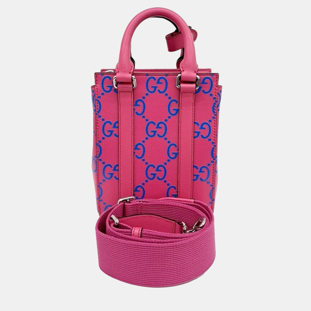 luxury-women-gucci-used-handbags-p1147635-003 Gucci Pink Leather Supreme Mini Tote and Shoulder Bag