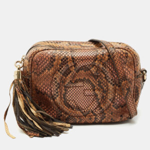 Gucci Brown/Orange Python Small Soho Disco Crossbody Bag