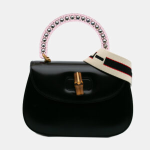 gucci black limited edition medium calfskin acrylic classic 2 top handle bag