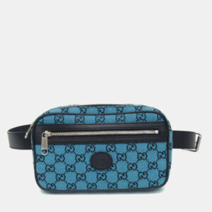 Gucci Blue Dark Navy GG Canvas Leather Waist Bag