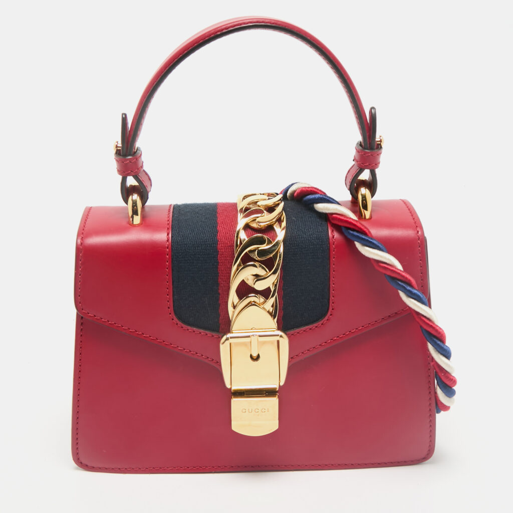 luxury-women-gucci-used-handbags-p1151841-008.jpg Gucci Red Leather Mini Web Sylvie Top Handle Bag