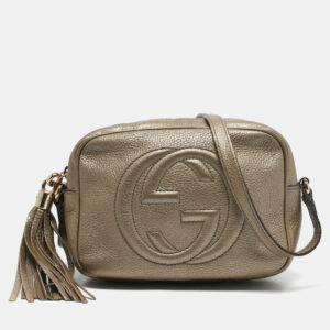 gucci metallic leather soho disco camera crossbody bag