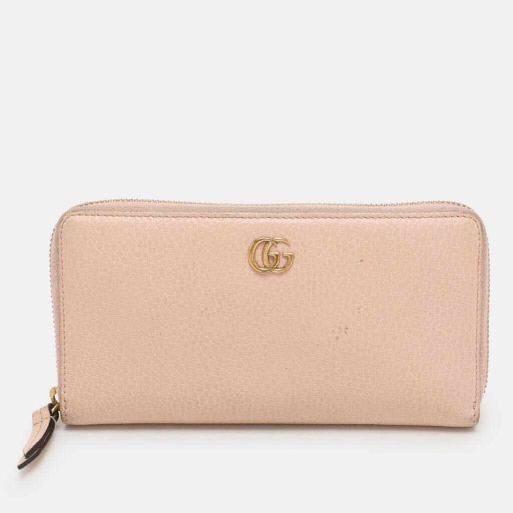 luxury-women-gucci-used-handbags-p1154417-001 Gucci Pink Leather Marmont Zip Around Continental Wallet