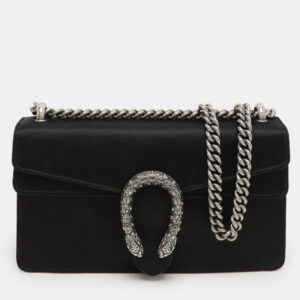 Gucci Black Satin Medium Dionysus Shoulder Bag